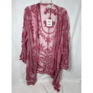 NWT Davi & Dani Women's‎ Floral Mesh Cardigan Size S/M